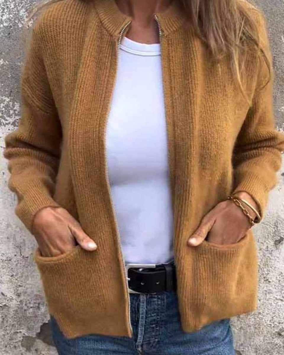 Amelia™ | Chaqueta de punto con cremallera y bolsillos delanteros