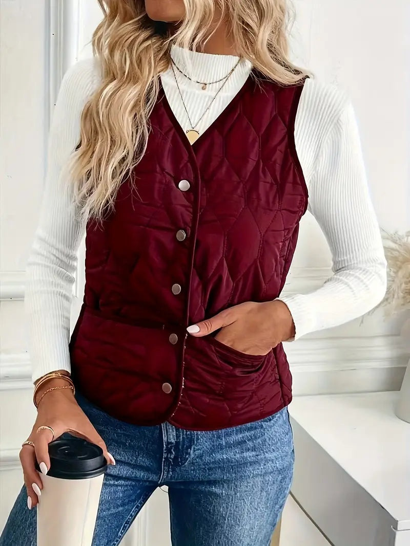 Lily™ | Chaleco acolchado reversible con forro de borreguito