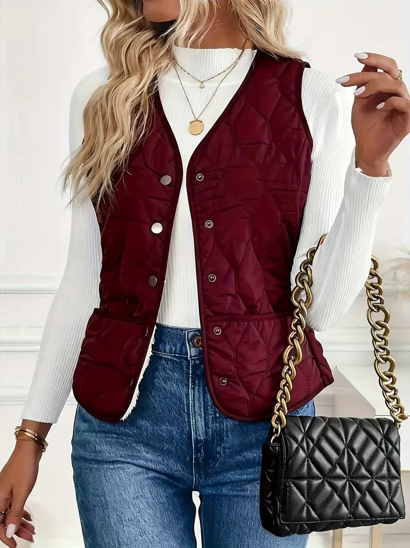 Lily™ | Chaleco acolchado reversible con forro de borreguito