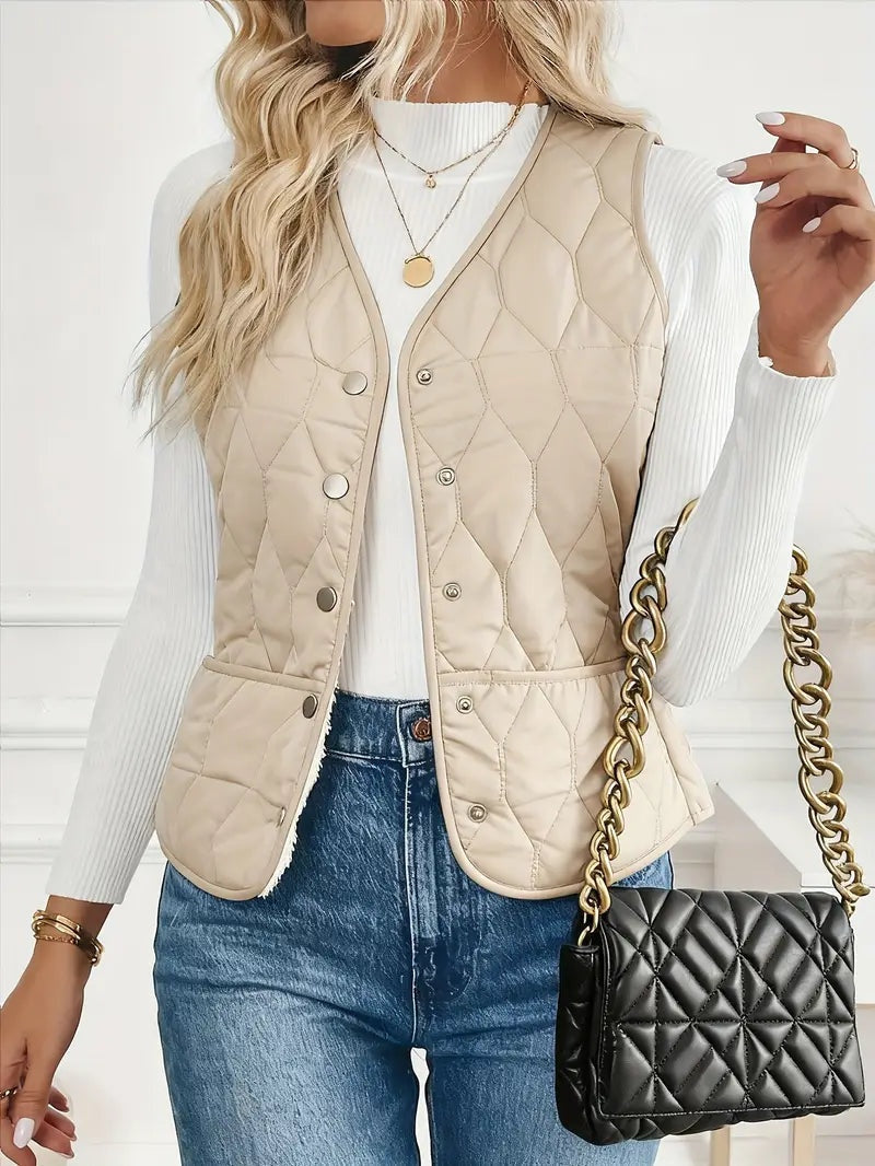 Lily™ | Chaleco acolchado reversible con forro de borreguito