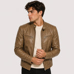 Patrick™ | Cazadora efecto piel de hombre con cuello mao