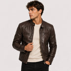 Patrick™ | Cazadora efecto piel de hombre con cuello mao