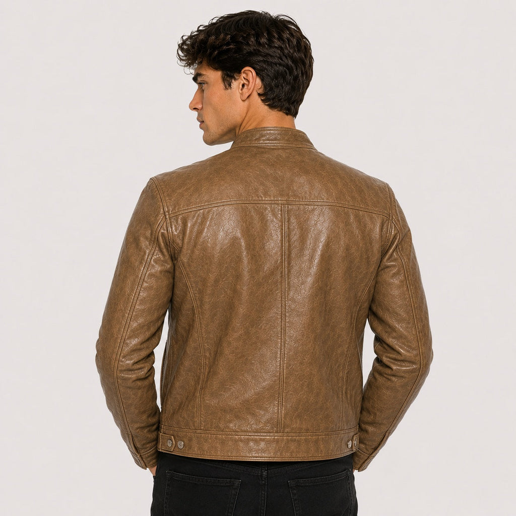 Patrick™ | Cazadora efecto piel de hombre con cuello mao