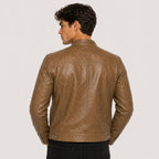 Patrick™ | Cazadora efecto piel de hombre con cuello mao