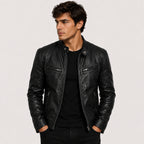 Patrick™ | Cazadora efecto piel de hombre con cuello mao