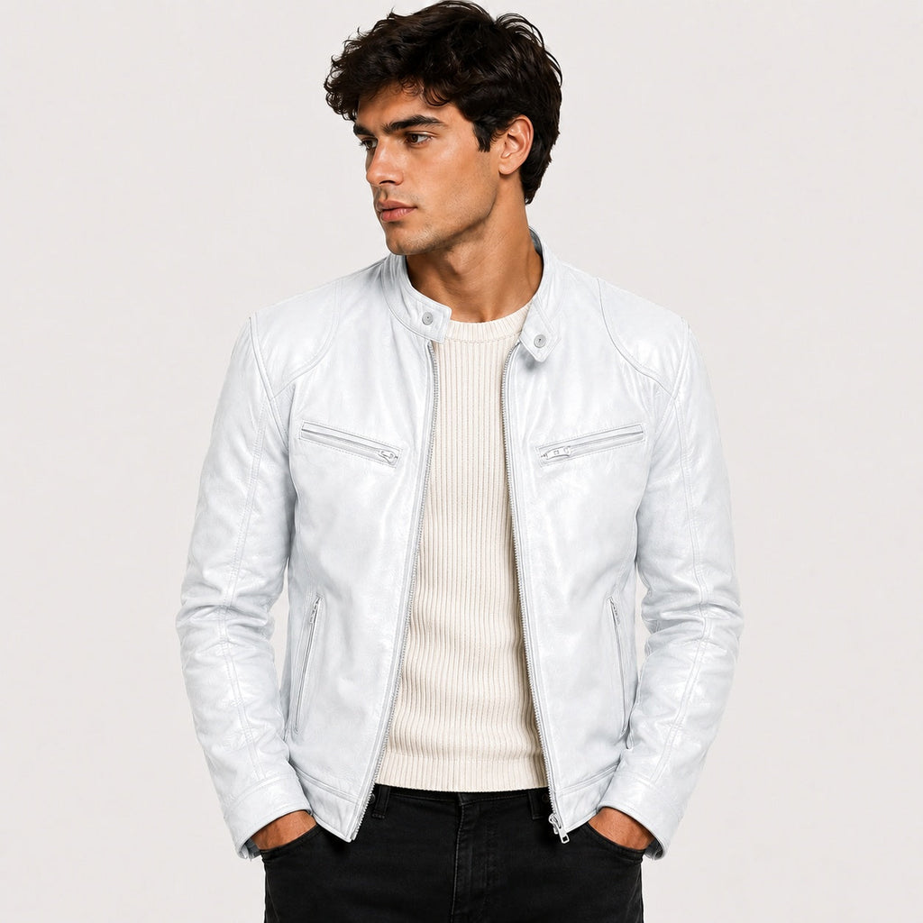 Patrick™ | Cazadora efecto piel de hombre con cuello mao