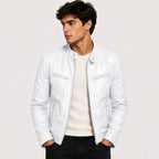 Patrick™ | Cazadora efecto piel de hombre con cuello mao