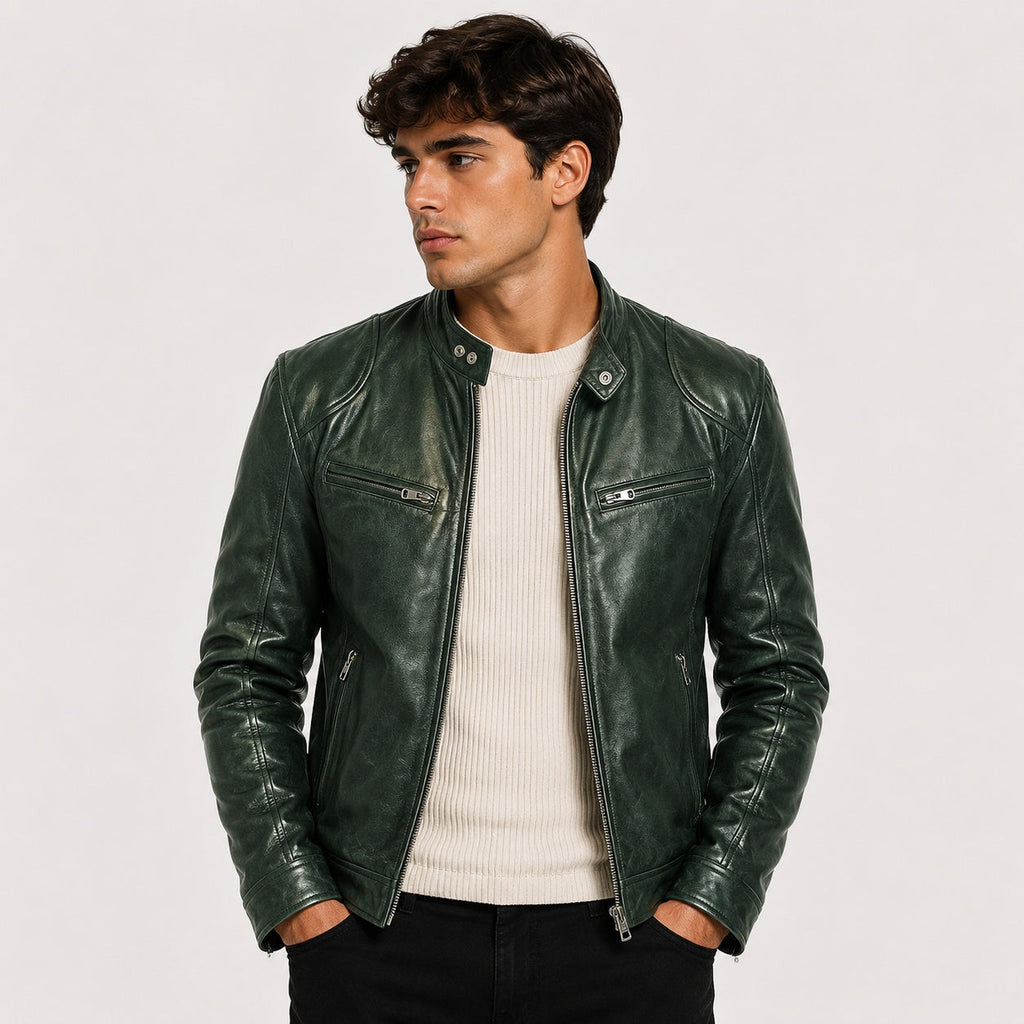Patrick™ | Cazadora efecto piel de hombre con cuello mao