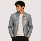 Patrick™ | Cazadora efecto piel de hombre con cuello mao