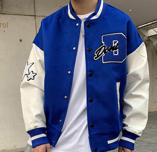 Derek™ | Chaqueta varsity oversize con parches bordados