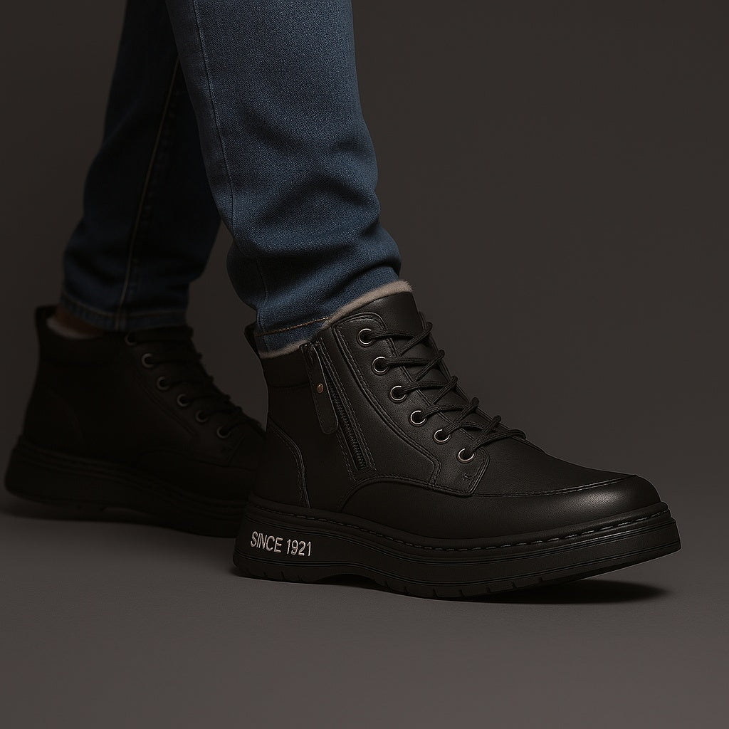 Nolan™ | Botines de piel para hombre con forro y cremallera lateral