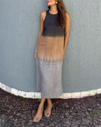 Vestido midi degradado sin mangas