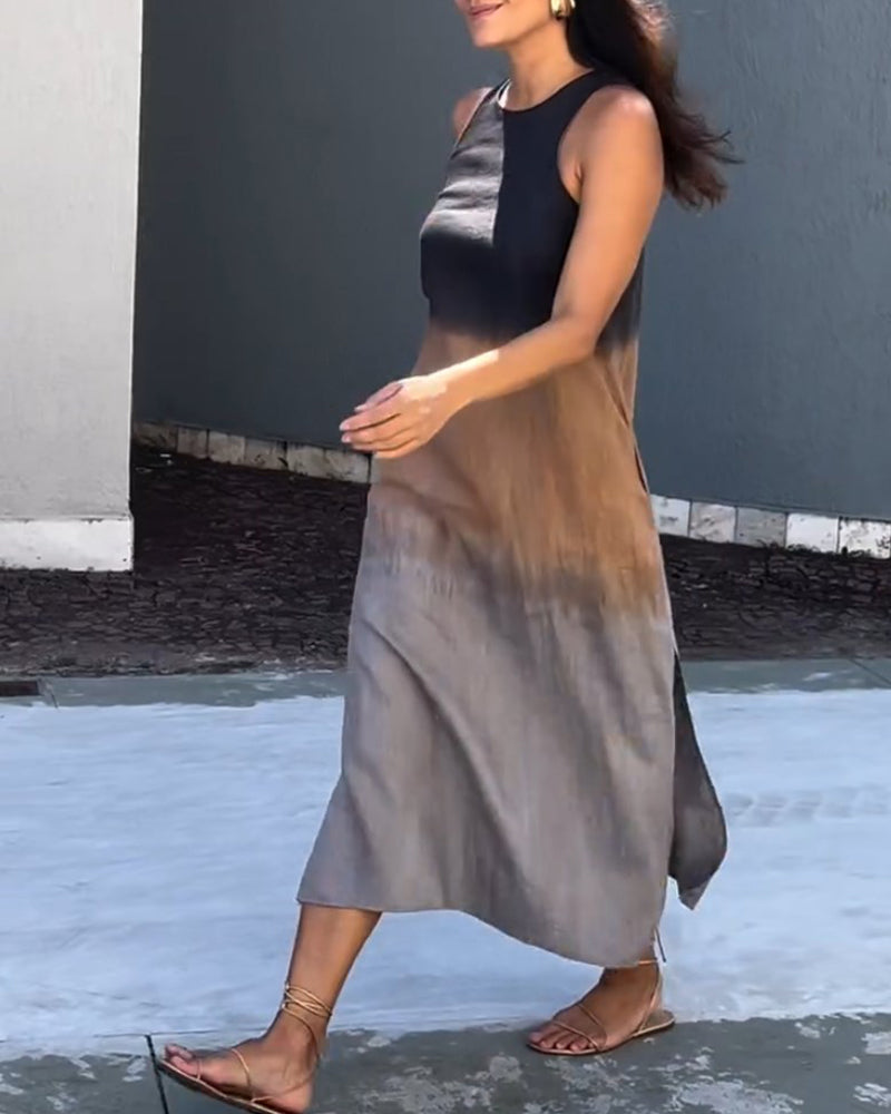 Vestido midi degradado sin mangas