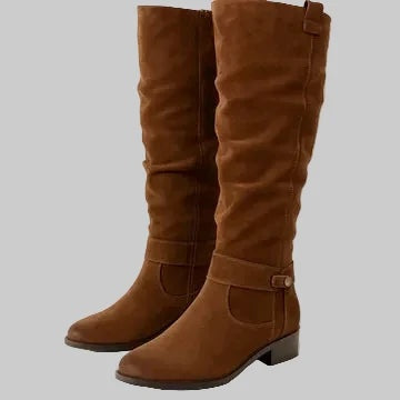 Camille™ | Botas altas de ante con caña fruncida
