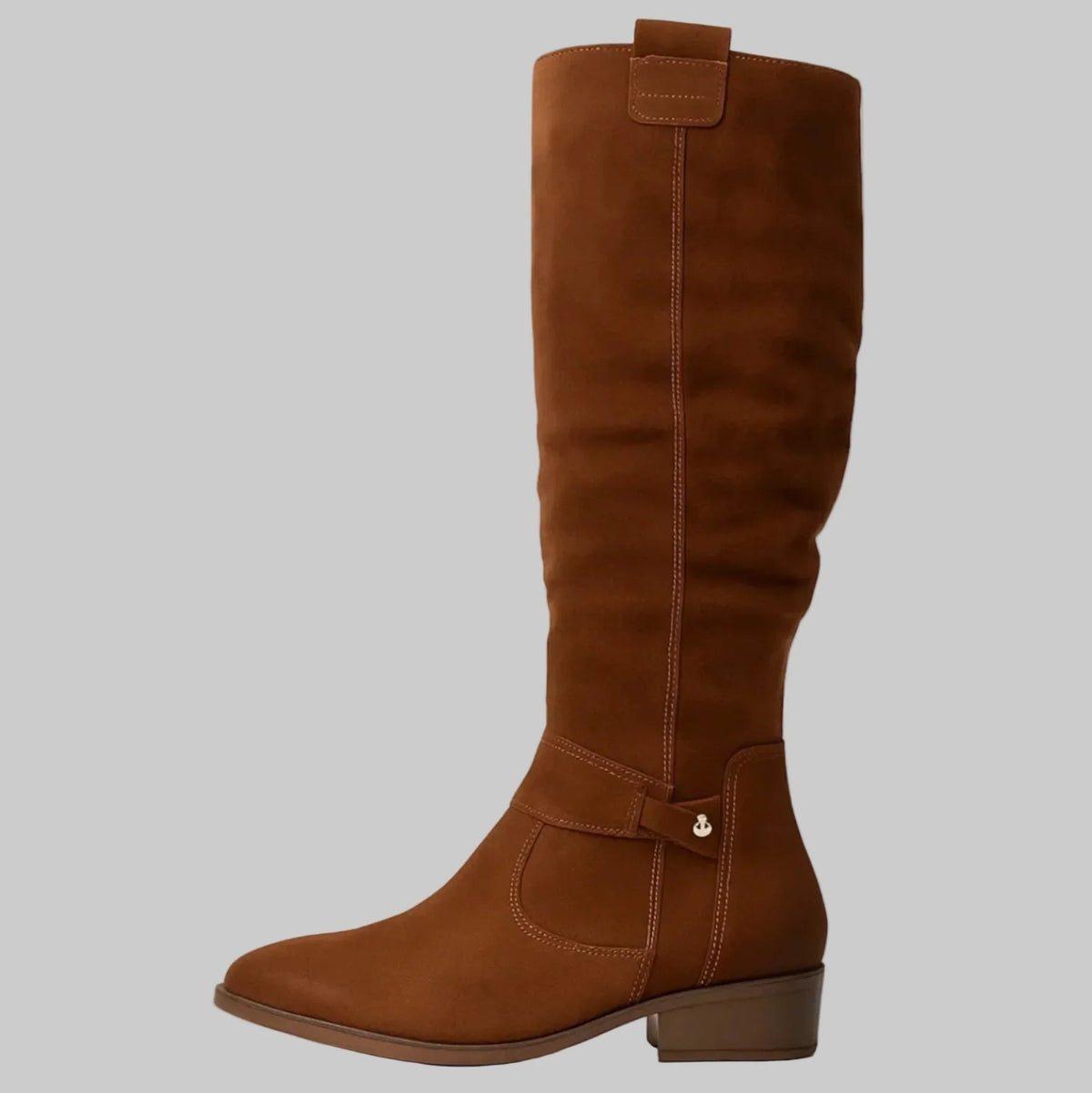 Camille™ | Botas altas de ante con caña fruncida