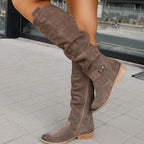 Camille™ | Botas altas de ante con caña fruncida