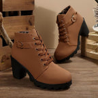 Eloise™ | Botines con cordones, tacón ancho y hebilla