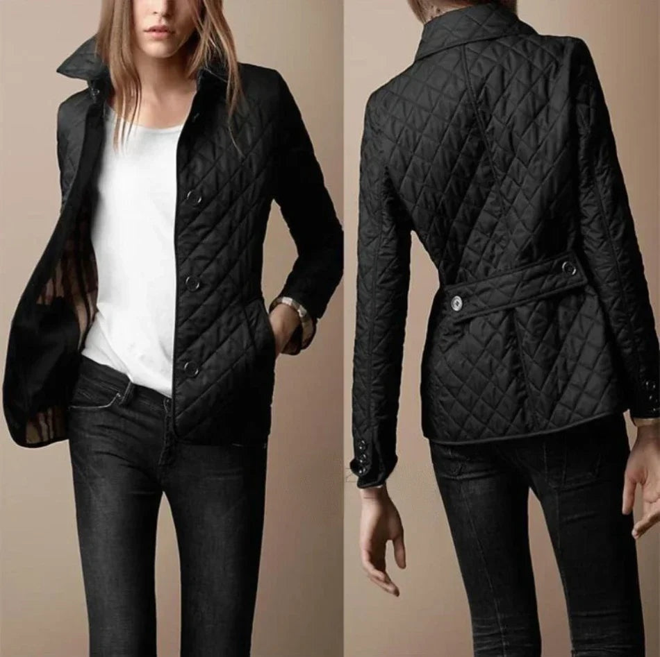 Genevieve™ | Cazadora acolchada con cuello solapa y botones