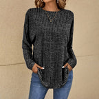Cassidy™ | Jersey de punto gofre de manga larga y cuello redondo
