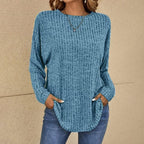 Cassidy™ | Jersey de punto gofre de manga larga y cuello redondo