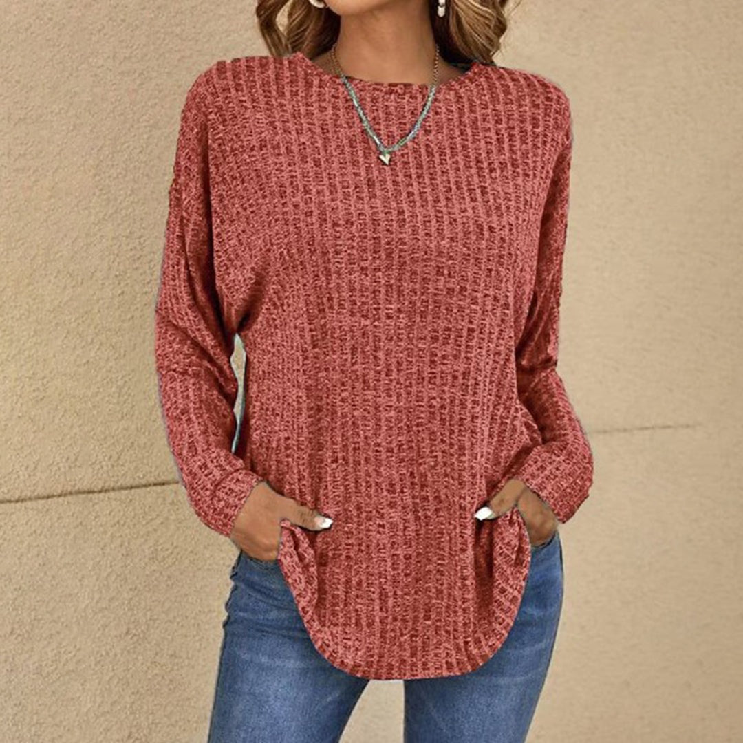 Cassidy™ | Jersey de punto gofre de manga larga y cuello redondo