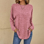 Cassidy™ | Jersey de punto gofre de manga larga y cuello redondo