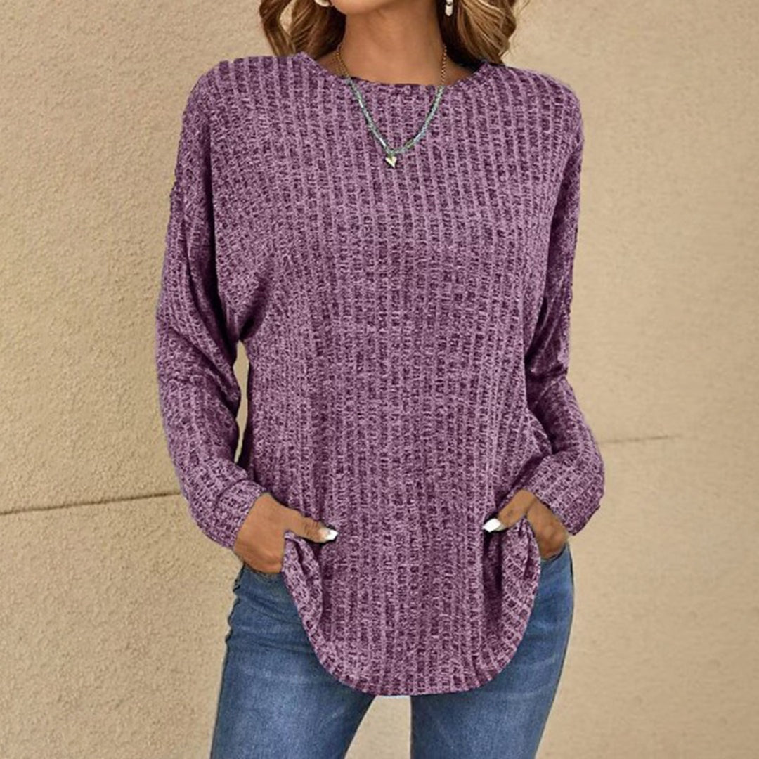 Cassidy™ | Jersey de punto gofre de manga larga y cuello redondo