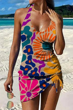 Maya™ | Bañador vestido halter con falda y estampado floral