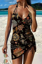 Maya™ | Bañador vestido halter con falda y estampado floral
