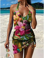 Maya™ | Bañador vestido halter con falda y estampado floral