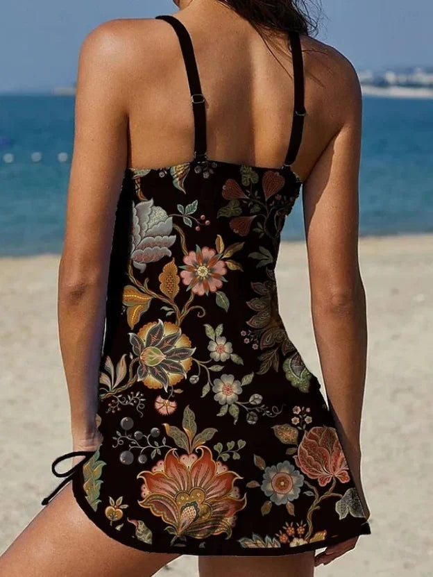 Maya™ | Bañador vestido halter con falda y estampado floral