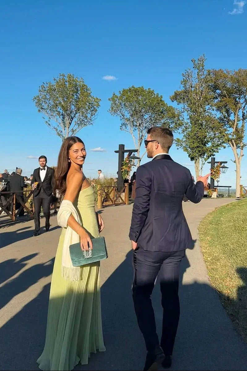 Emilia™ | Vestido largo plisado palabra de honor