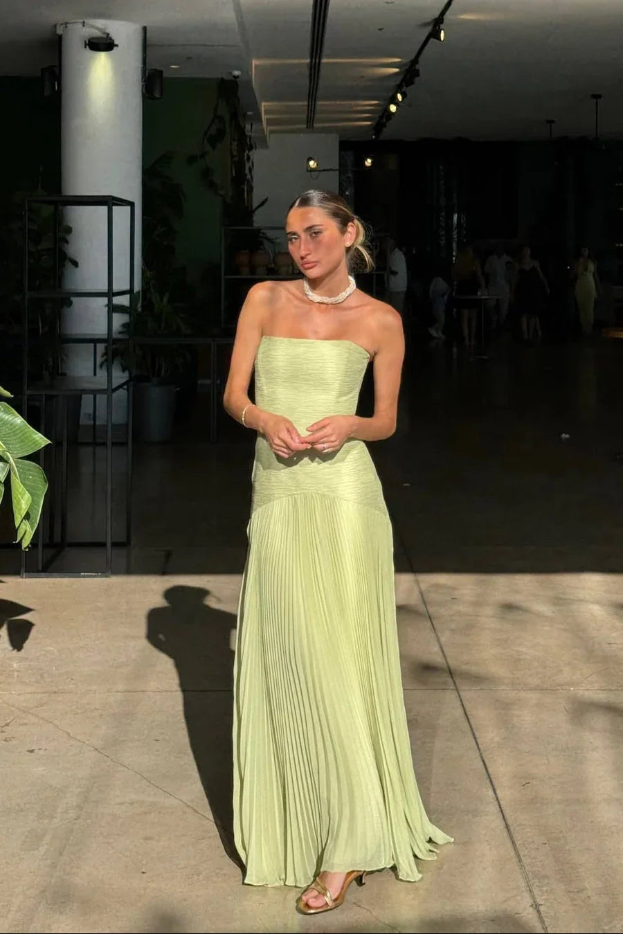 Emilia™ | Vestido largo plisado palabra de honor