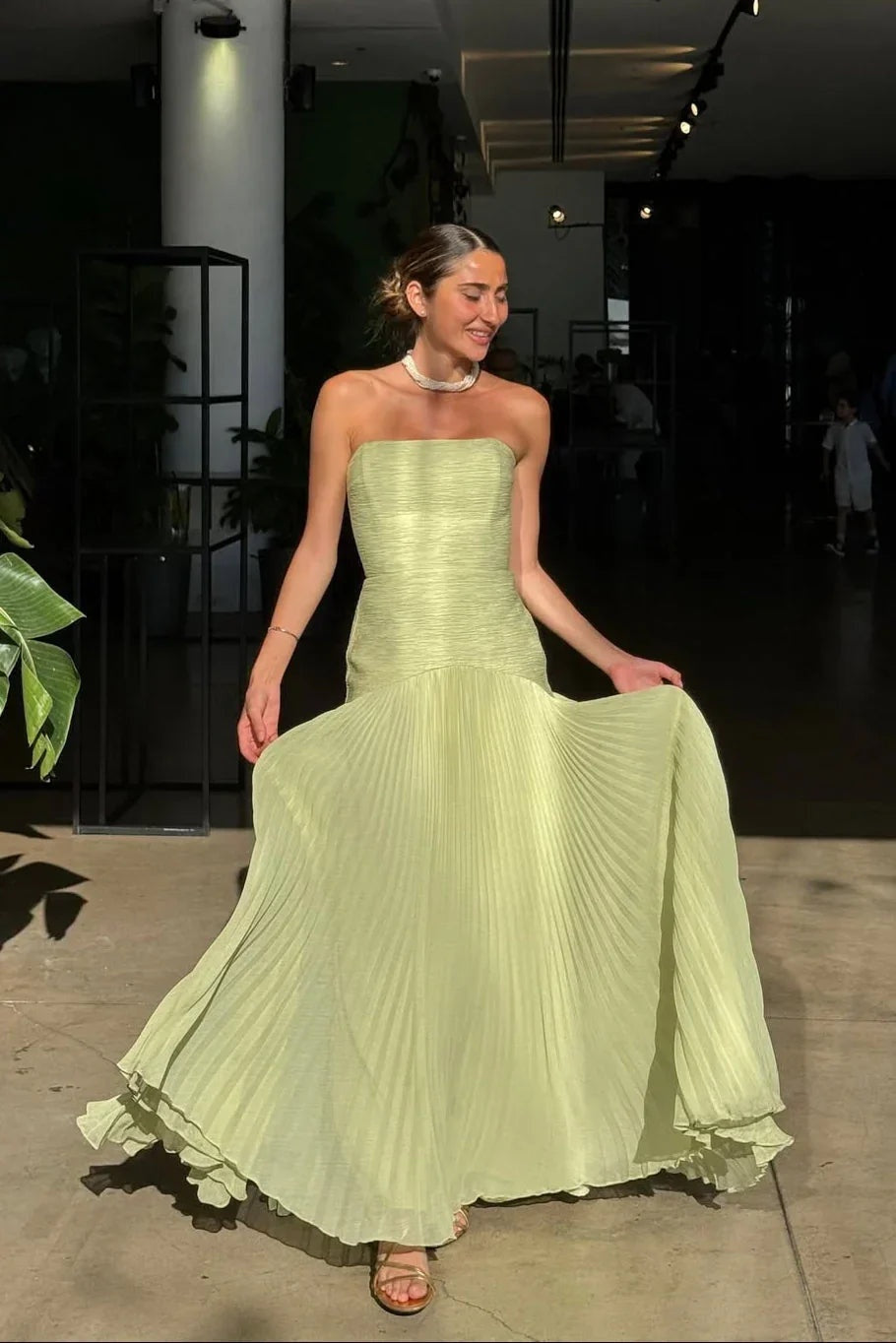 Emilia™ | Vestido largo plisado palabra de honor