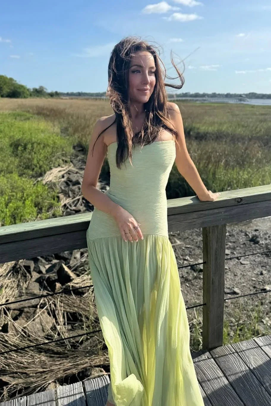 Emilia™ | Vestido largo plisado palabra de honor