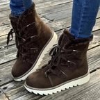 Megan™ | Botas de invierno forradas planas con cordones