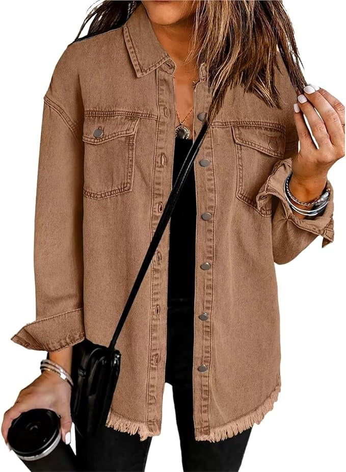 Adeline™ | Sobrecamisa vaquera oversize de manga larga con bolsillos