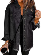 Adeline™ | Sobrecamisa vaquera oversize de manga larga con bolsillos