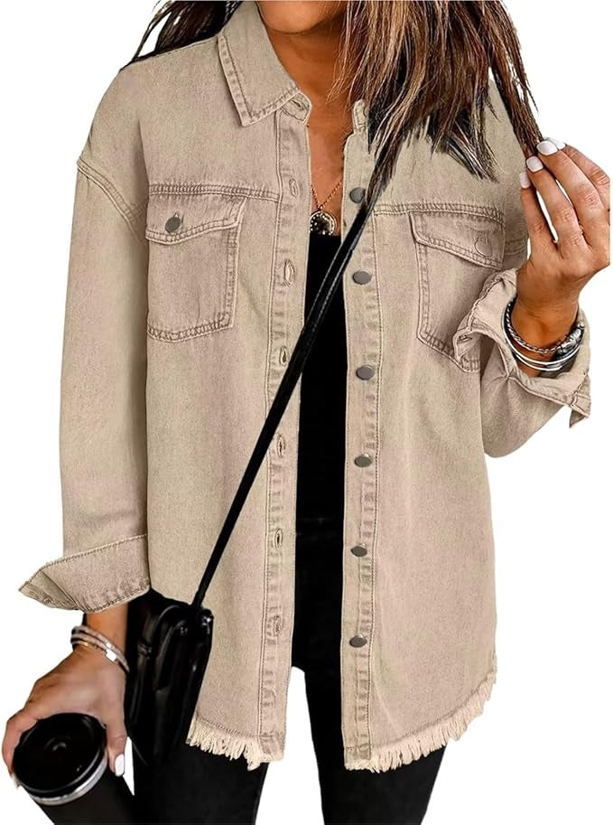 Adeline™ | Sobrecamisa vaquera oversize de manga larga con bolsillos