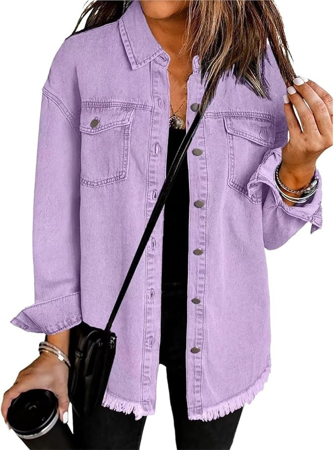 Adeline™ | Sobrecamisa vaquera oversize de manga larga con bolsillos