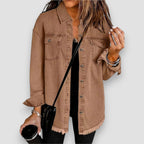 Adeline™ | Sobrecamisa vaquera oversize de manga larga con bolsillos