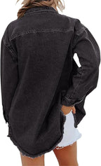 Adeline™ | Sobrecamisa vaquera oversize de manga larga con bolsillos