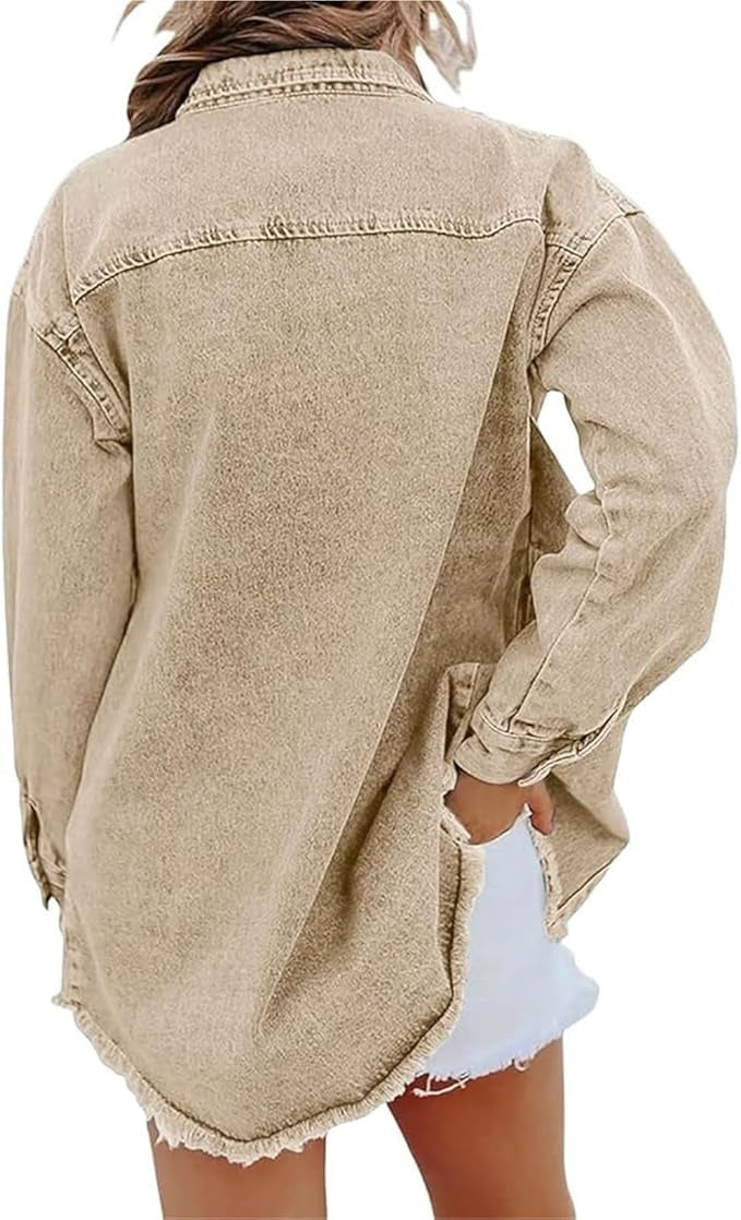 Adeline™ | Sobrecamisa vaquera oversize de manga larga con bolsillos