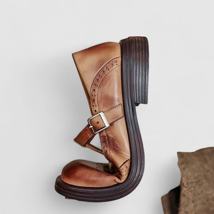 Thea™ | Zapatos Mary Jane de piel estilo brogue con hebilla