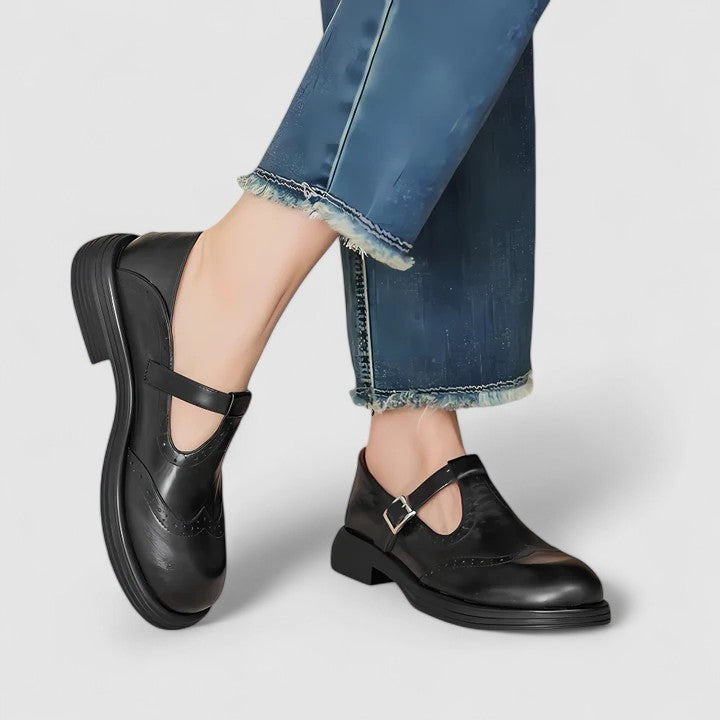 Thea™ | Zapatos Mary Jane de piel estilo brogue con hebilla