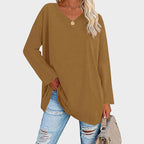 Riley™ | Top holgado de manga larga con escote en V
