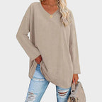Riley™ | Top holgado de manga larga con escote en V