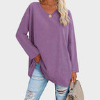 Riley™ | Top holgado de manga larga con escote en V