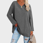 Riley™ | Top holgado de manga larga con escote en V