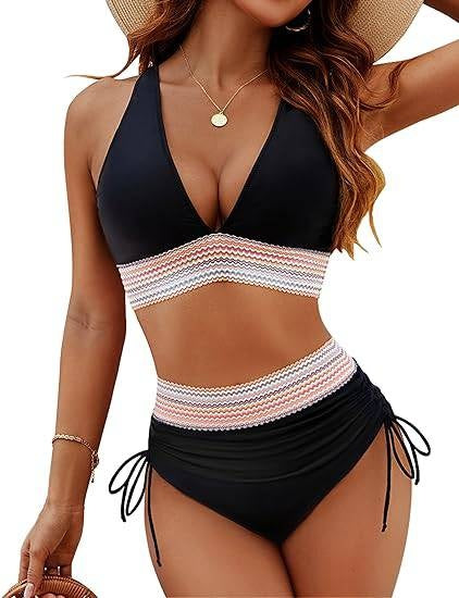 Eva™ | Bikini de tiro alto push up con top halter